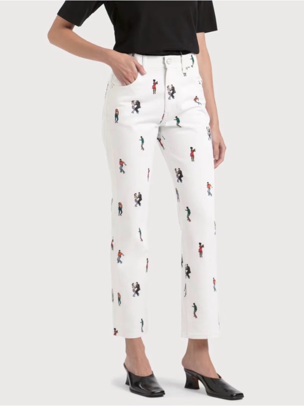 Kirin White Embroidered Dancer High-Rise Women’s Jeans